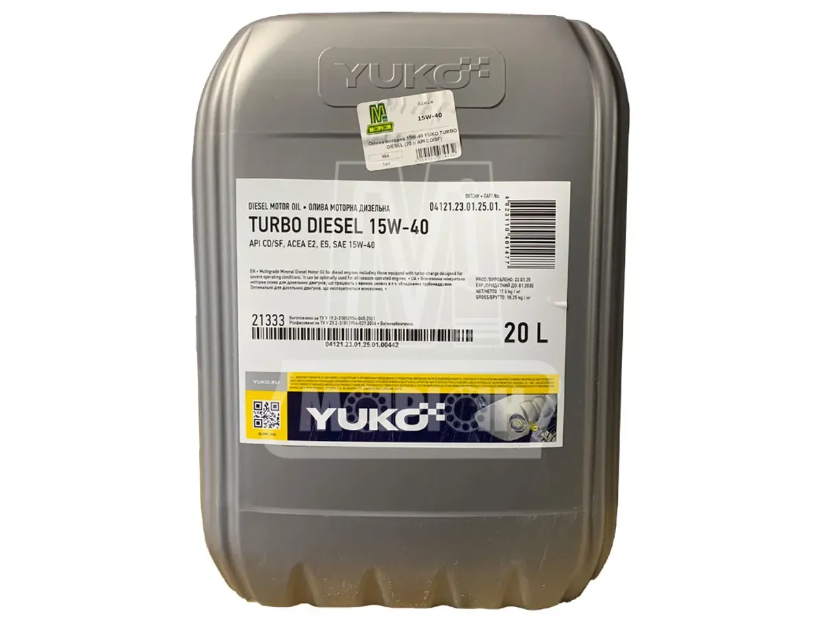 Motoröl 15W-40 YUKO Turbo Diesel (API CD/SF) – 20 l